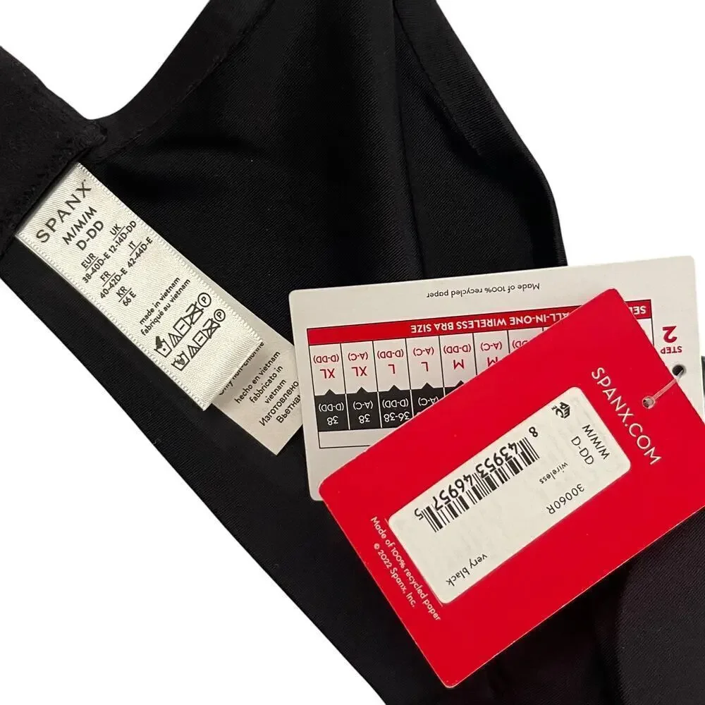 NWT Spanx All-In-One Wireless Bra - Size M Cup D-DD - Black - New With Tags
